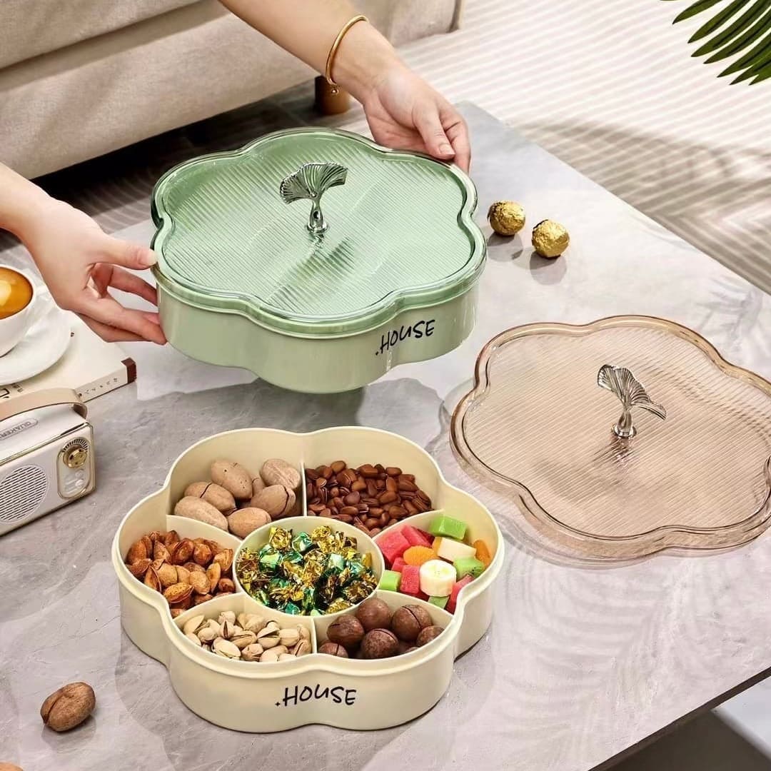 Fish Tail Candy Box, 7 Compartment Flower Dried Fruit Box, Multifunctional Food Container, Candy And Nut Serving Container, Appetizer Tray with Lid Fish Tail Candy Box, 7 Compartment Flower Dried Fruit Box, Multifunctional Food Container, Candy And Nut Serving Container, Appetizer Tray with Lid